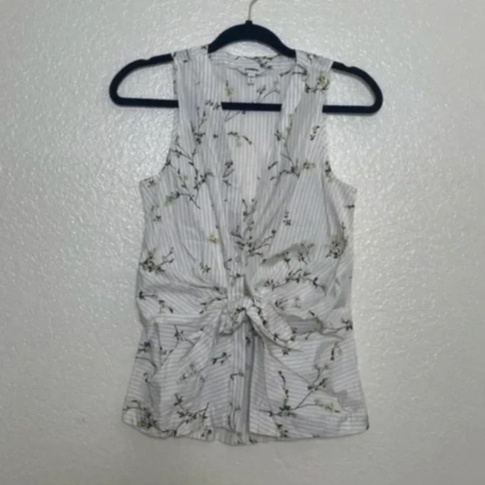 Tie Bottom Striped Floral Business Casual Work Boho Minimalist Chic Glam Blouse